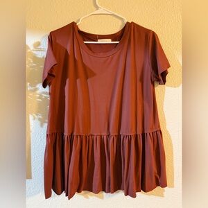 Entro Terracotta Peplum Blouse